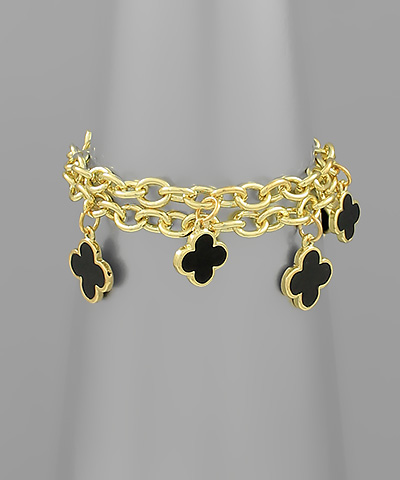 Clover Charm Double Chain Bracelet