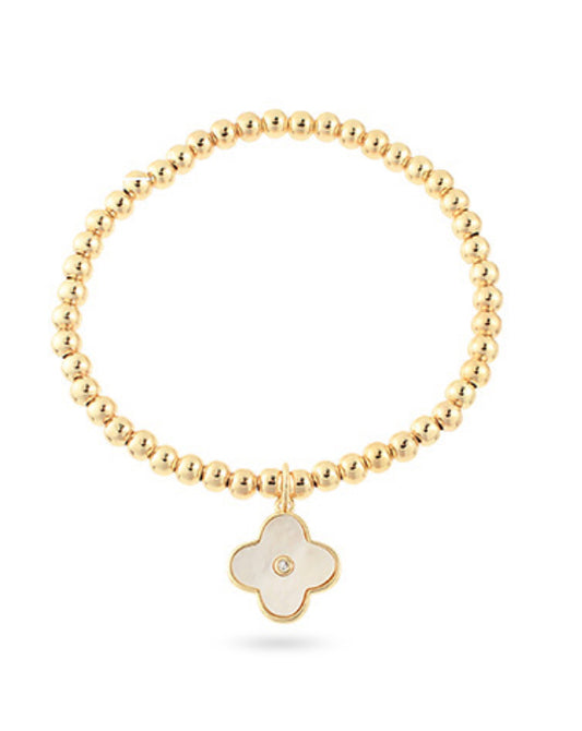 MOP Clover Charm Ball Chain Bracelet