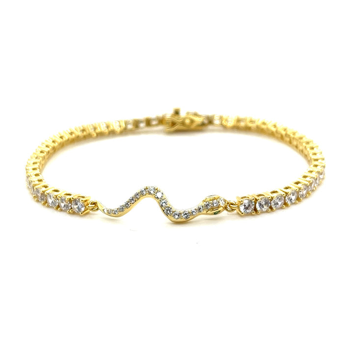 925 Sterling Silver Tennis Bracelet with Snake Design