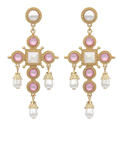 These Antique Jewel Cross Drop Earrings