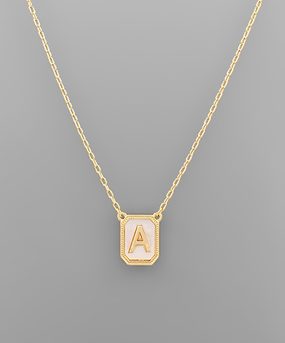 Mother of Pearl Tag Initial Necklace