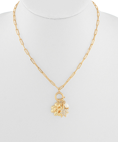 Clover & Star Pendant Chain Necklace