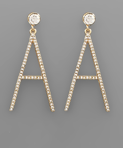 Pave Crystal Letter Earrings