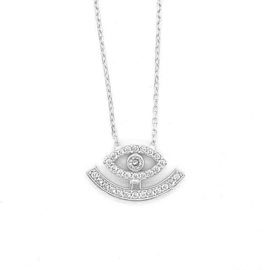 925 sterling silver Eye Shaped necklace with round-cut CZ stones