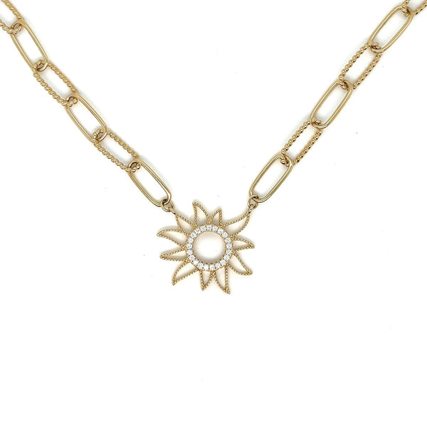 Sun Charm Paperclip Necklace