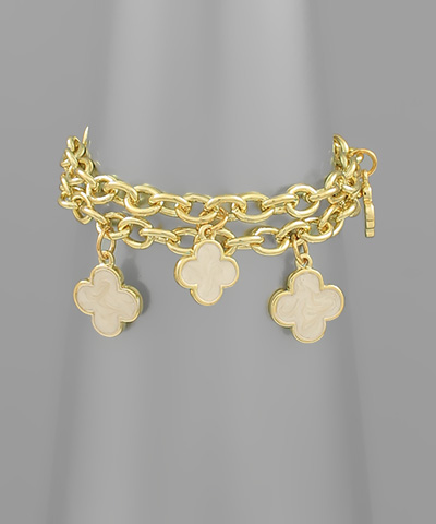 Clover Charm Double Chain Bracelet