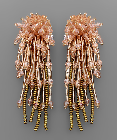 Bead Fringe Cluster Earrings