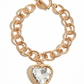 Heart Glass Stone Chain Bracelet * Metal