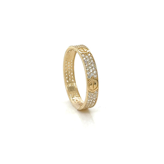 Stunning 14K Gold Cubic Zirconia Screw Ring