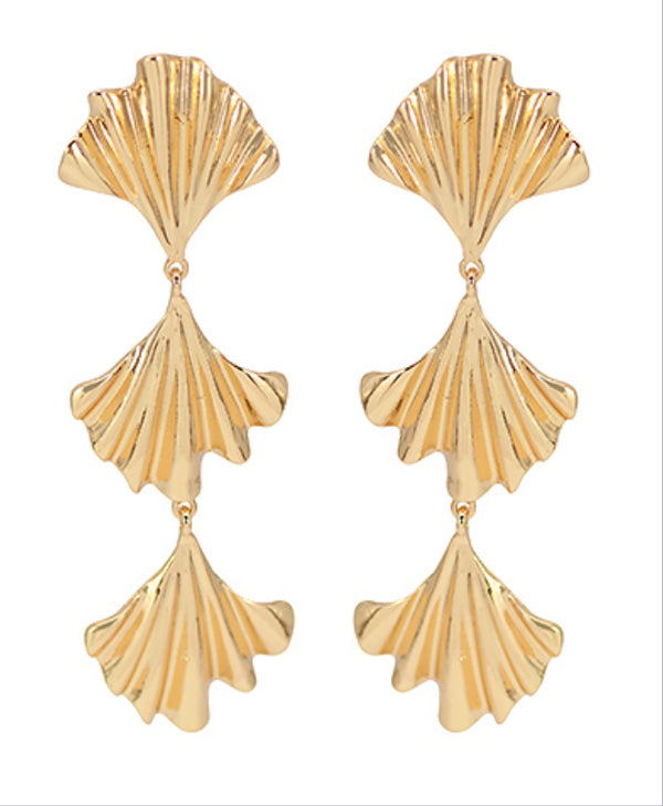 3 Link Linear Fan Leaf Earrings