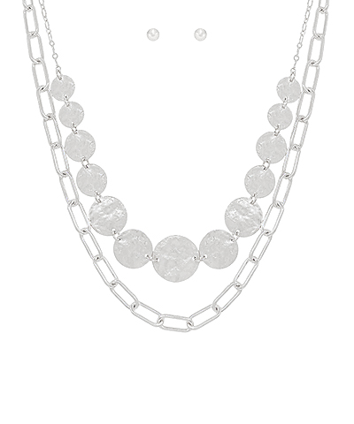 Layered & Graduated Hammered Disk Necklace Set