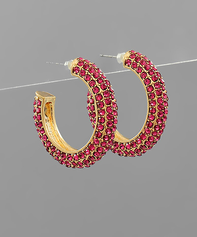 Paved Crystal Open Hoops