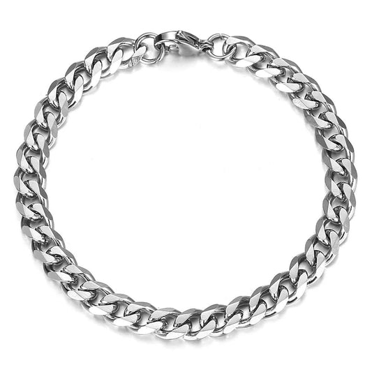 Stylish Cuban Link Chain 7 mm wide Anklet or Bracelet  in Stainless Steel