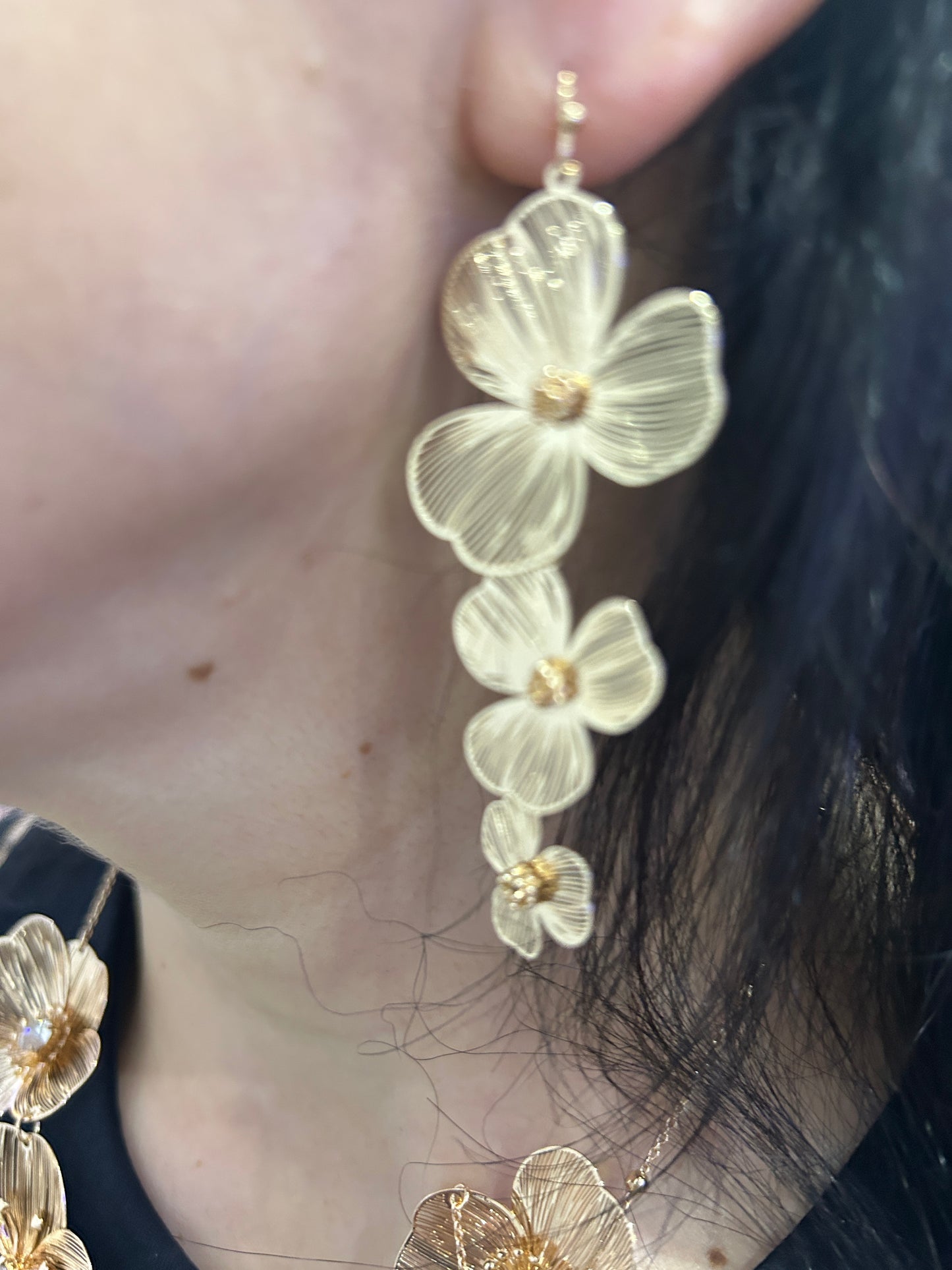 Linear Filigree Flower Earrings