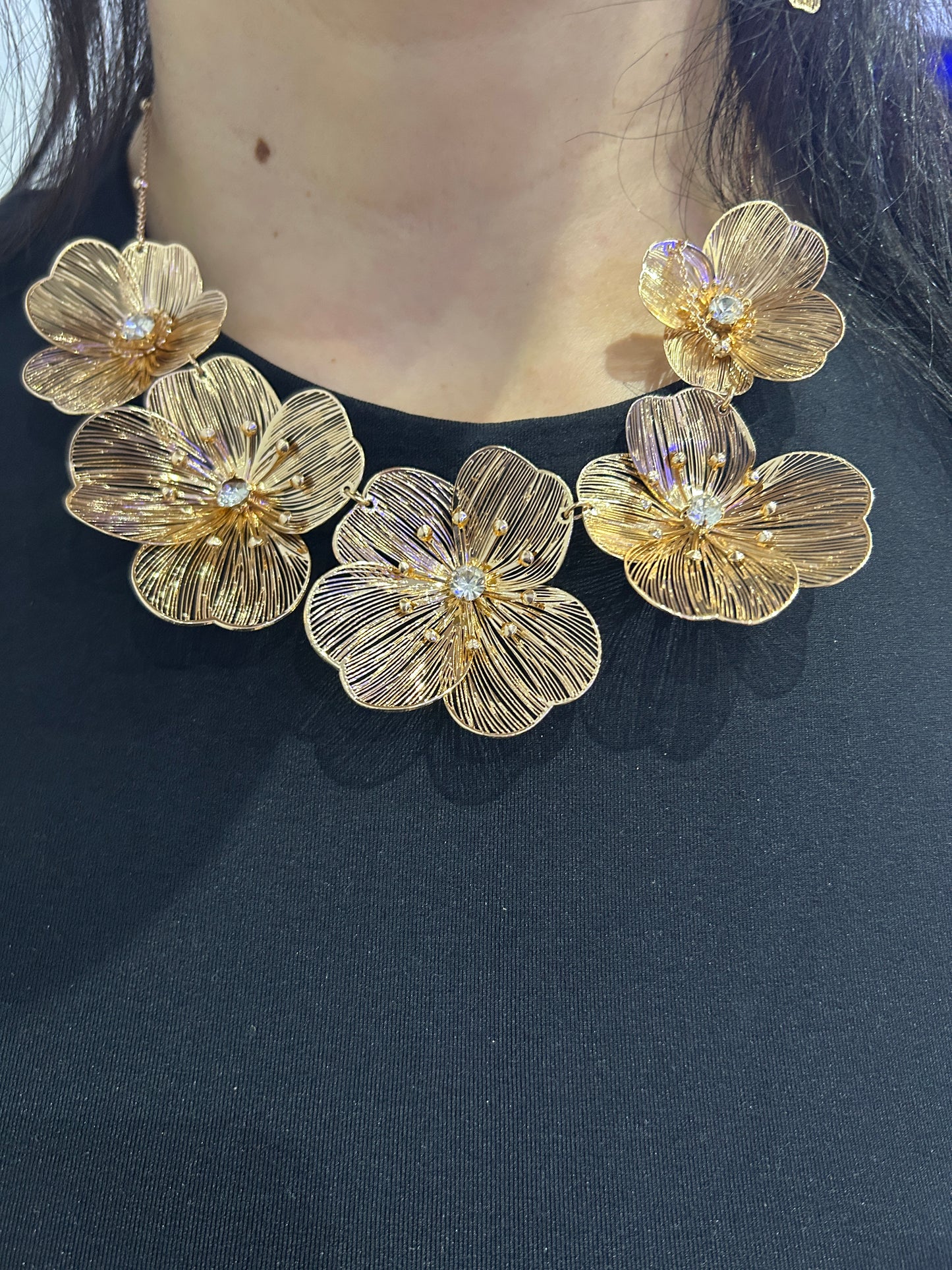 Filigree Flower Jewelry Set – Earrings &Necklace