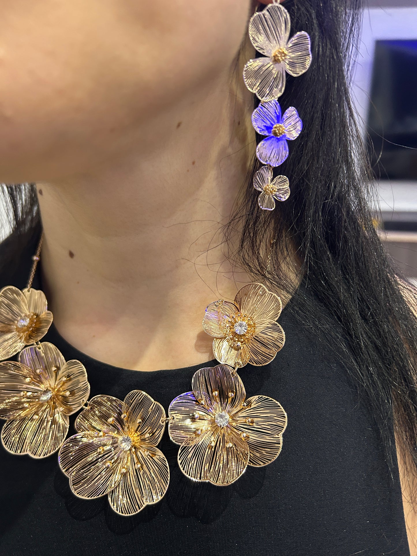 Filigree Flower Jewelry Set – Earrings &Necklace