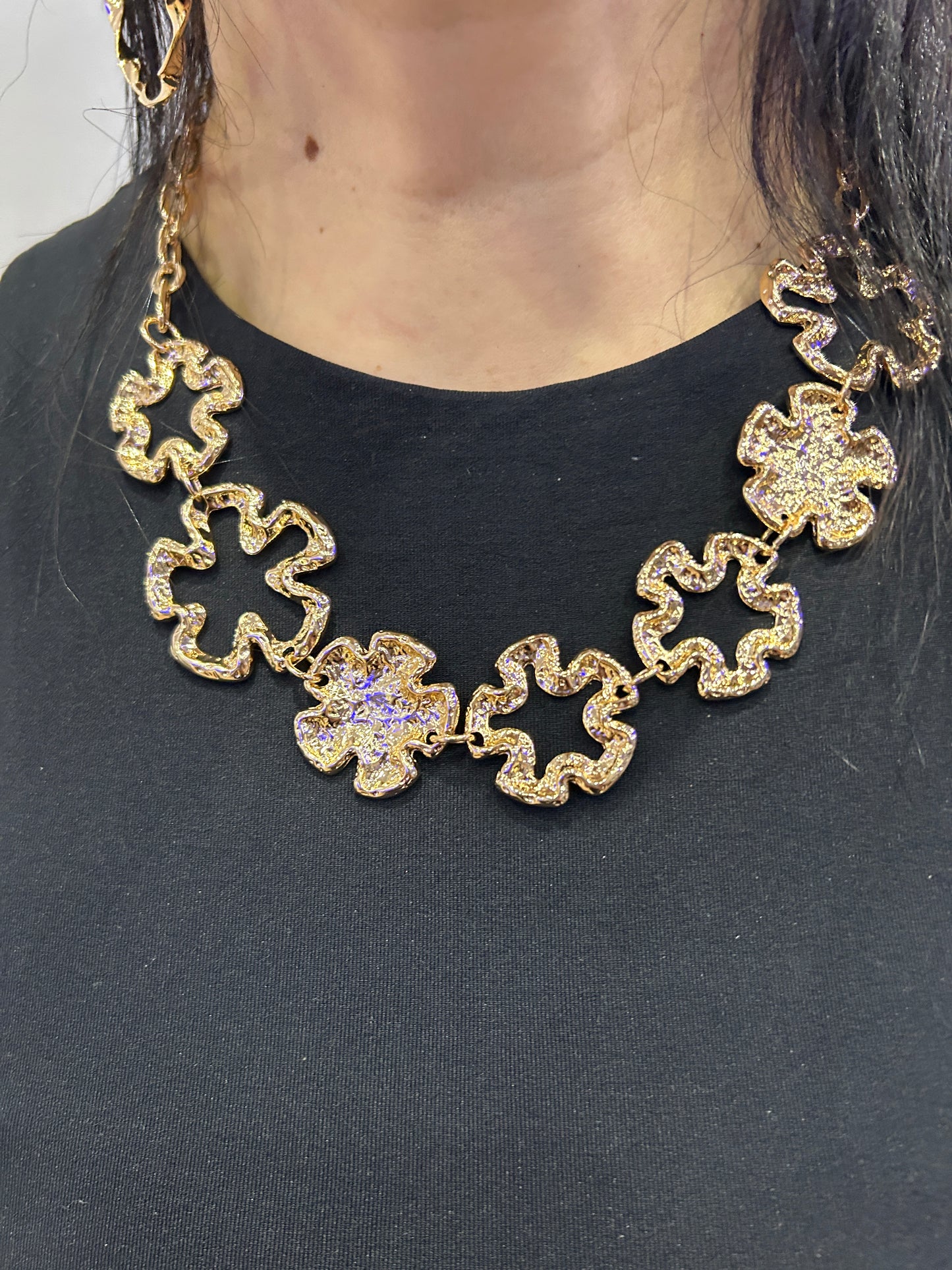 Outline Flower Statement Jewelry Set