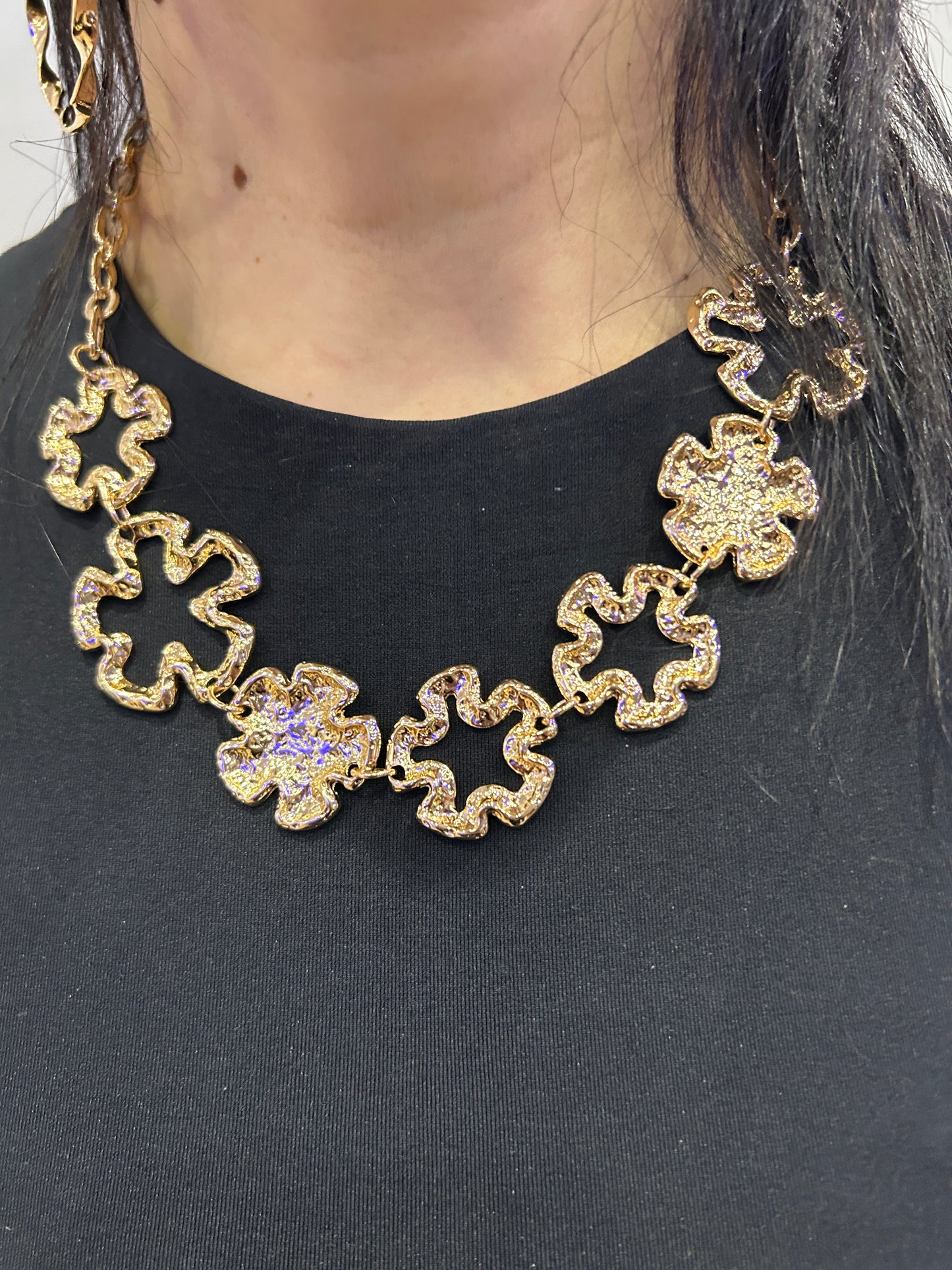 Outline Flower Statement Jewelry Set