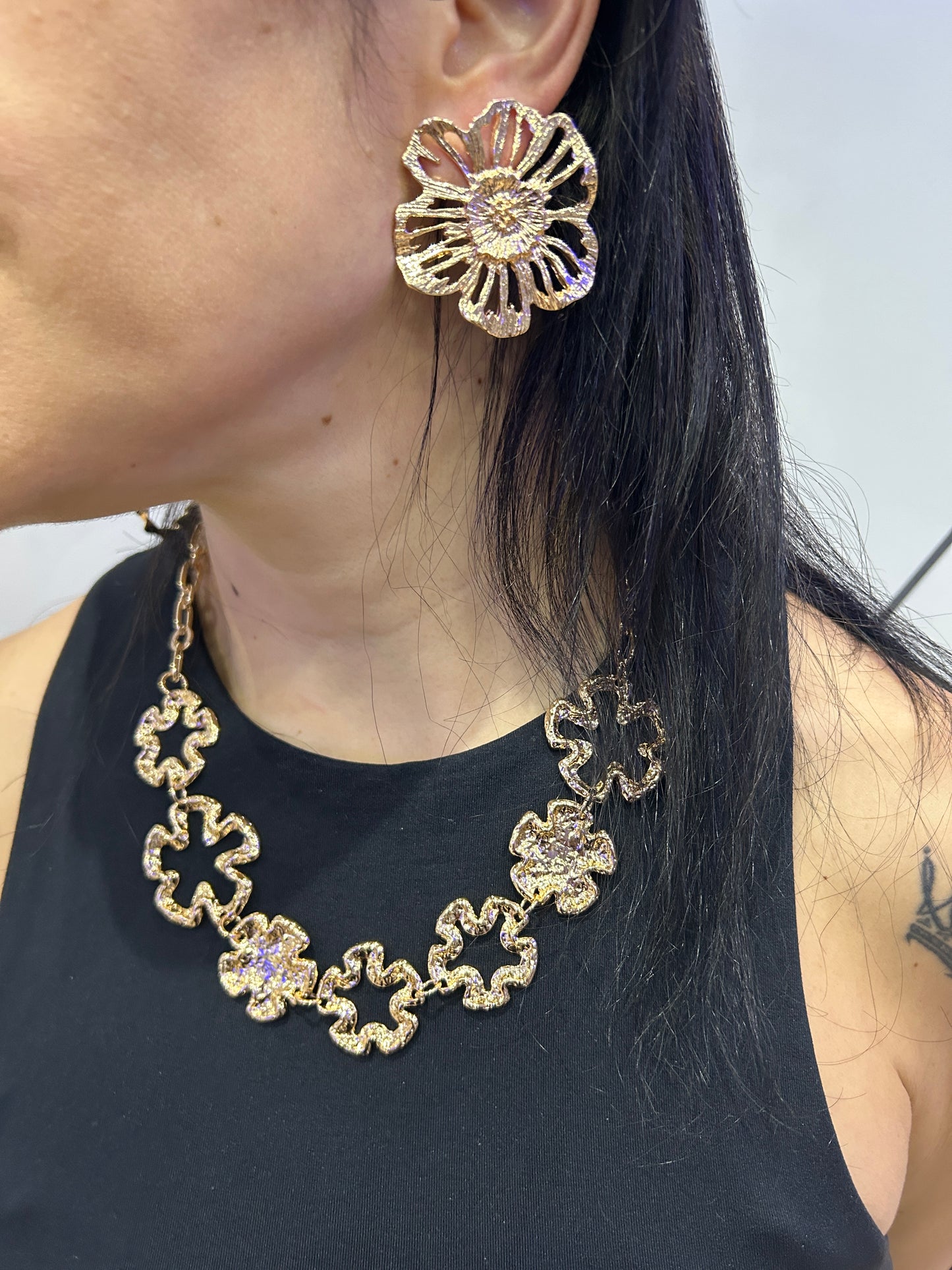 Outline Flower Statement Jewelry Set