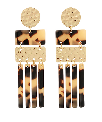 Fringe Acylic & Hammered Multi Shape Earrings