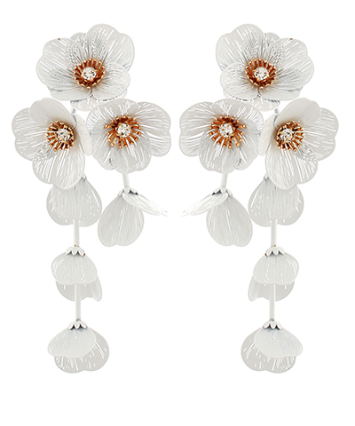 Coated Filigree Flower Long Earrings