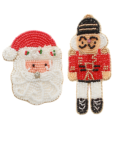 Christmas Santa & Nutcracker Pin Set