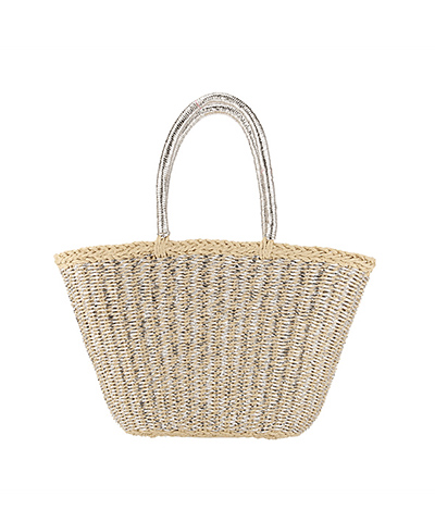 Metallic Straw Shopper Tote