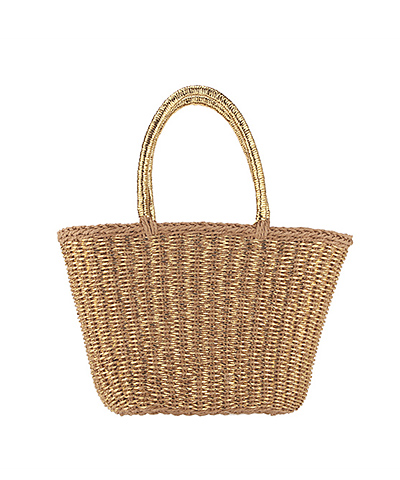 Metallic Straw Shopper Tote