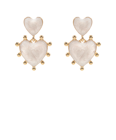 Double Heart Enamel Drop Earrings