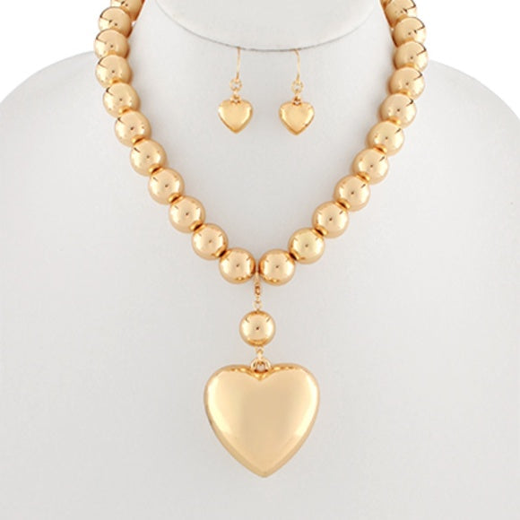 Heart Pendant & CCB Necklace Set