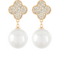 Pearl Drop Pave Clover Earrings