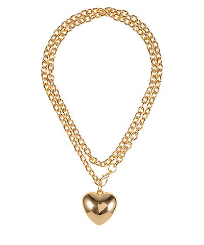 Bold Heart Pendant Long Chain Necklace