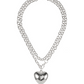 Bold Heart Pendant Long Chain Necklace