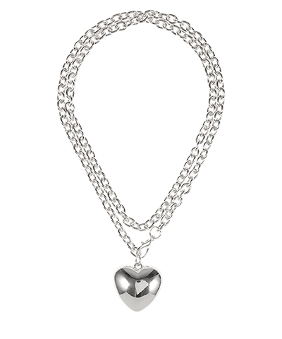 Bold Heart Pendant Long Chain Necklace