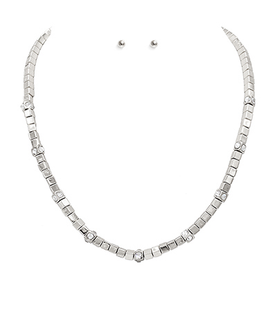 Crystal Station Square Chain Necklace