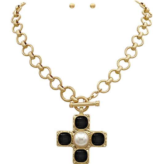 Vintage Cross & Chain Necklace Set