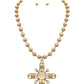 Baroque Cross & Ball Chain Necklace Set