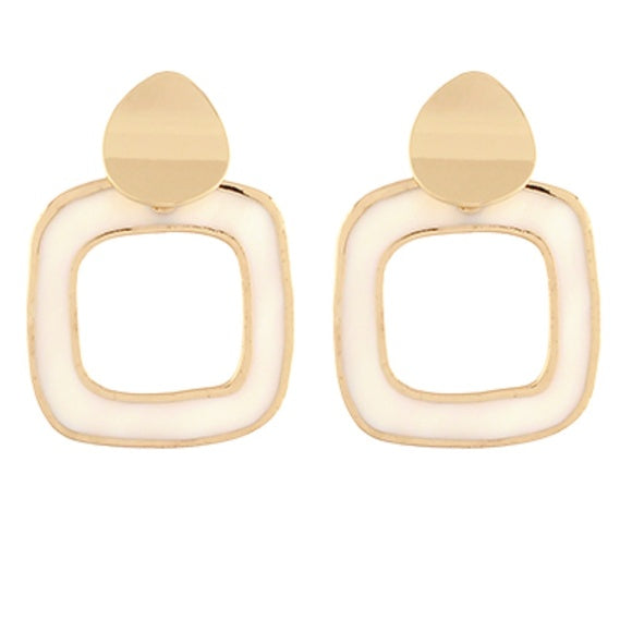 Open Square Shell Drop Earrings