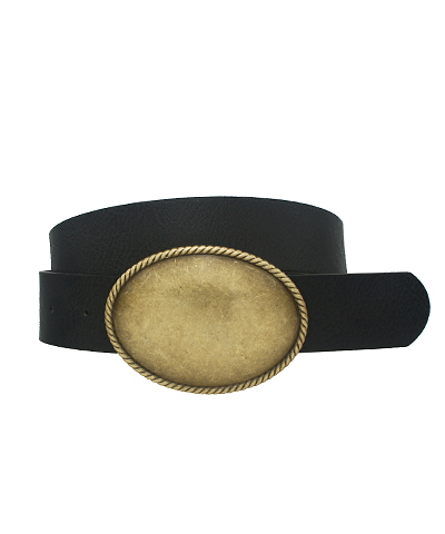 Rope Trim Oval Buckle Belt