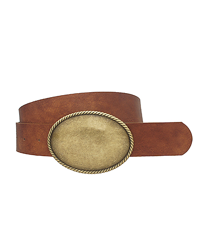 Rope Trim Oval Buckle Belt