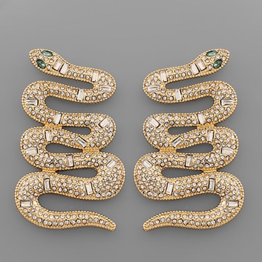 Crystal Pave Snake Earrings