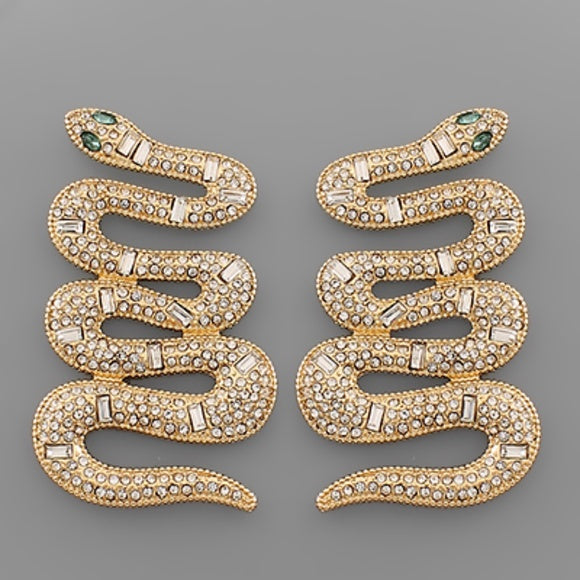 Crystal Pave Snake Earrings