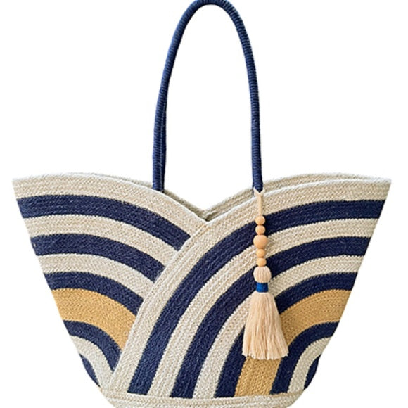 Curved Line Jute Tote