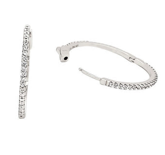 925 Sterling Silver Hoop Earrings with 14K Gold plated and Cubic Zirconia