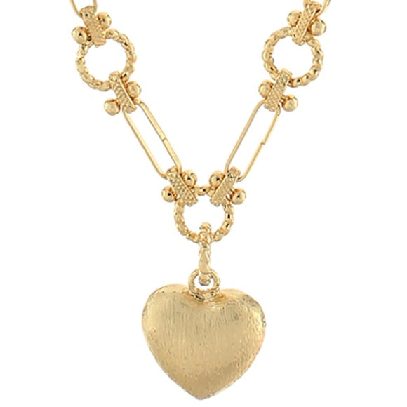 Circle Station Heart Pendant Necklace