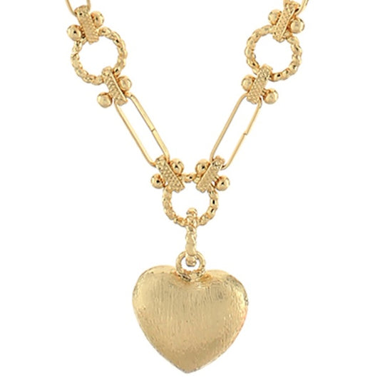 Circle Station Heart Pendant Necklace