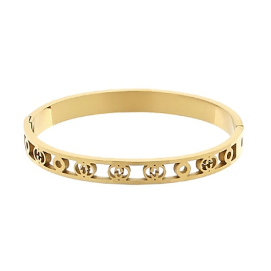 Oval & Circle Station Bangle Bracelet