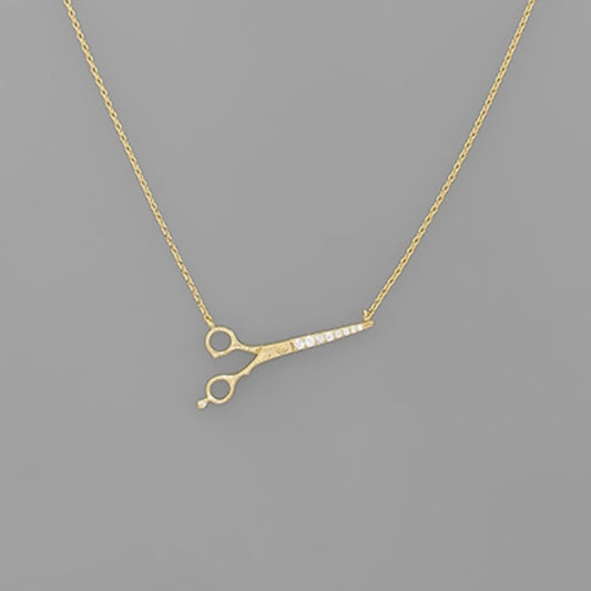 Pave Scissors Pendant Necklace