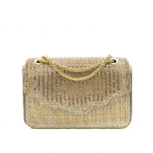 **Faux Leather Rhinestone Evening Bag**