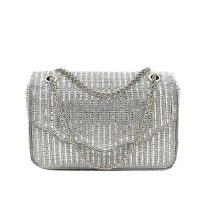 **Faux Leather Rhinestone Evening Bag**